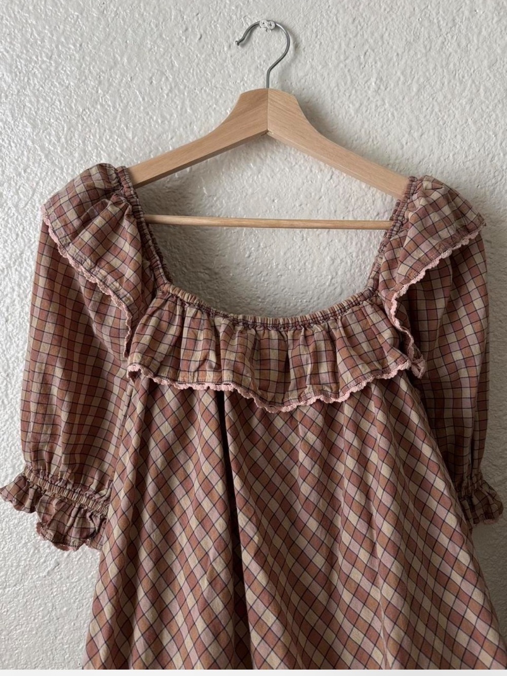 Christy Dawn Maggie Dress in Chestnut Plaid Ruffle Maxi Dress - Picture 2 of 6